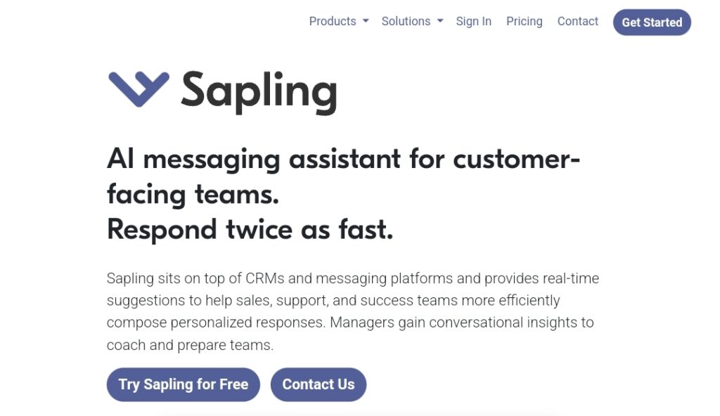 Image of Sapling website